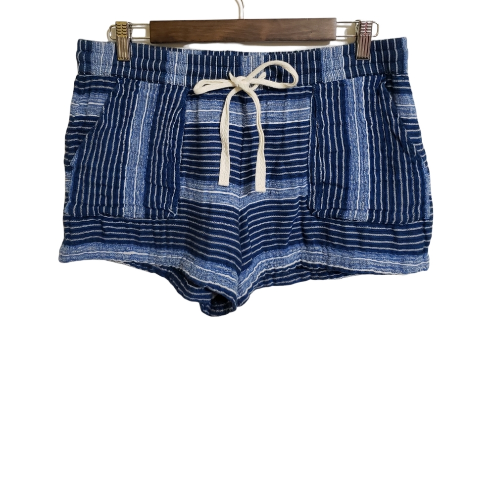 Lou & Grey Blue Striped Shorts With Drawstring Waist Medium